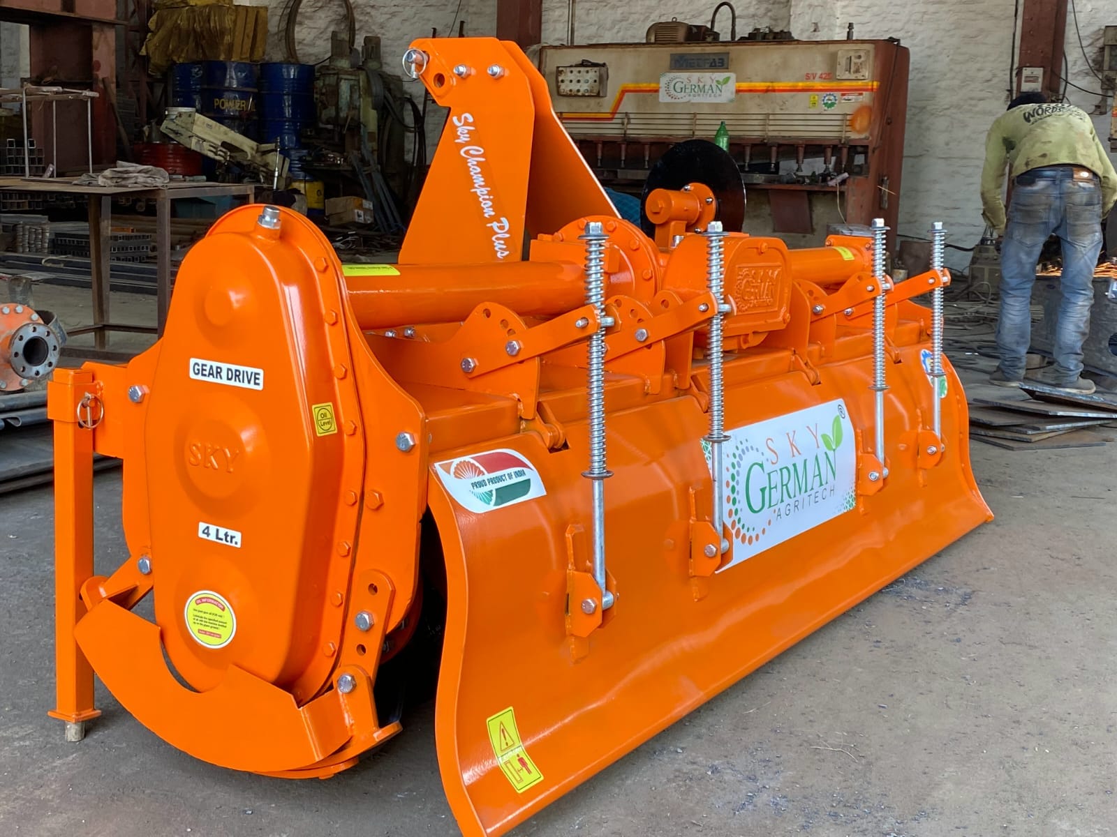 Sky German Agritech rotavator in field operation